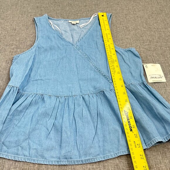 NEW! a.n.a a New Approach Peplum Top XS Blue $32 Sleeveless Cotton‎ Blend V-Neck - Picture 4 of 9